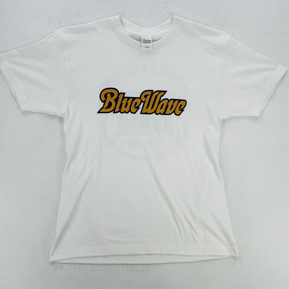 Orix Buffaloes Shirt Mens Large White Blue Wave Japan NPB Baseball Kobe Retro
